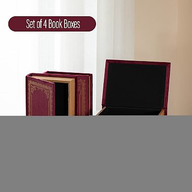 Vintiquewise Set of 4 Vintage Book Design Decorative Boxes