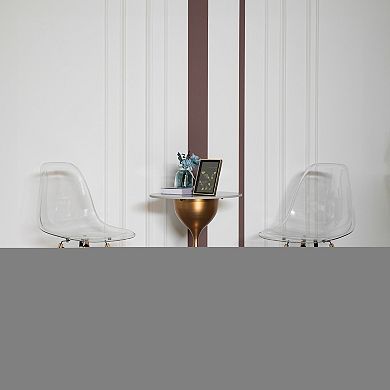 Modern Style Dining Chair With Wooden Legs, Dsw Transparent Plastic Shell, Clear Set Of 4