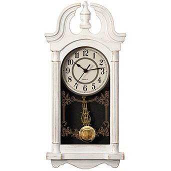 Clockswise 20" Vintage-Inspired Plastic Grandfather Wall Clock with Realistic Wood-Grain Finish