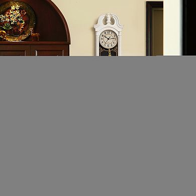 Clockswise 20" Vintage-Inspired Plastic Grandfather Wall Clock with Realistic Wood-Grain Finish