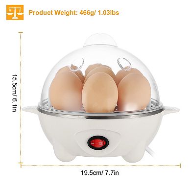 Electric Egg Cooker, 7-Egg Capacity, BPA-Free, Auto-Off with Measuring Cup for Eggs & Steaming