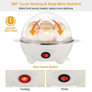 Electric Egg Cooker, 7-Egg Capacity, BPA-Free, Auto-Off with Measuring Cup for Eggs & Steaming