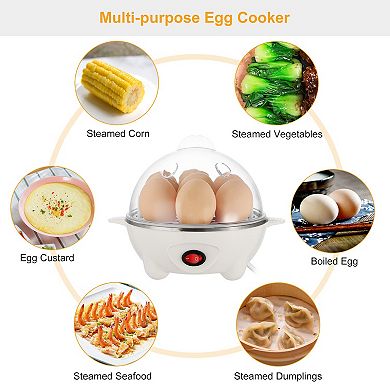 Electric Egg Cooker, 7-Egg Capacity, BPA-Free, Auto-Off with Measuring Cup for Eggs & Steaming