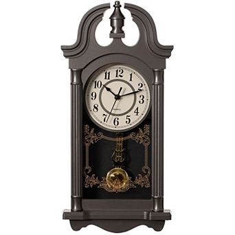 Clockswise 20" Vintage-Inspired Plastic Grandfather Wall Clock Realistic Wood-Grain Finish