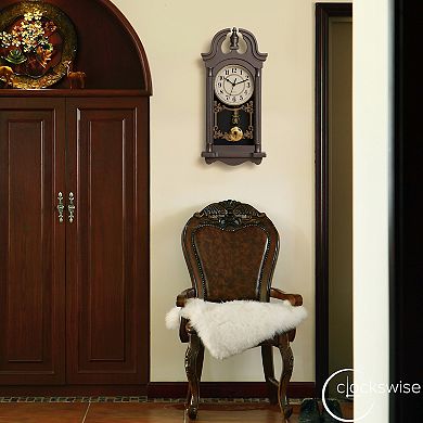 Clockswise 20" Vintage-Inspired Plastic Grandfather Wall Clock Realistic Wood-Grain Finish