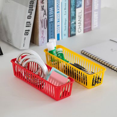 Basicwise 12-pc Plastic Storage Baskets for School Organization Teacher Essentials