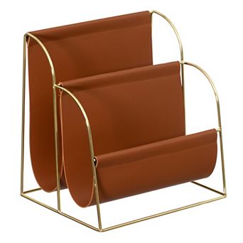 Fabulaxe Contemporary Gold-Tone Metal Magazine Holder