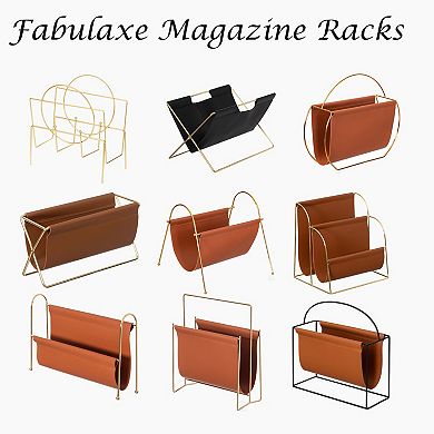 Fabulaxe Contemporary Gold-Tone Metal Magazine Holder