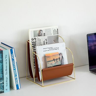 Fabulaxe Contemporary Gold-Tone Metal Magazine Holder