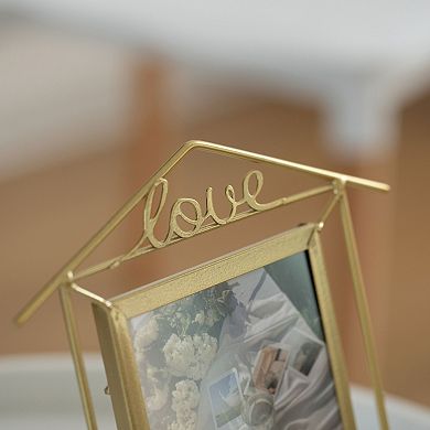 Fabulaxe 9x6-inch Decorative Gold Metal Floating Picture Frame