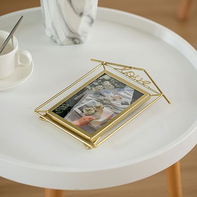 Fabulaxe 9x6-inch Decorative Gold Metal Floating Picture Frame