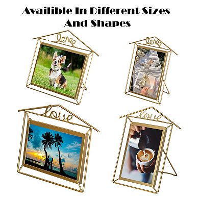 Fabulaxe 9x6-inch Decorative Gold Metal Floating Picture Frame