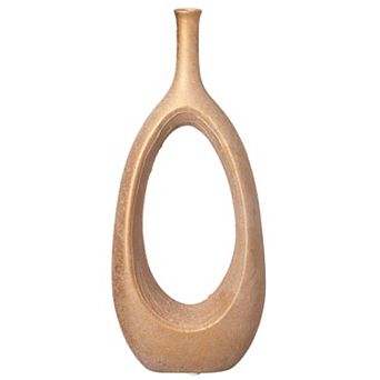 Uniquewise 18-inch Fiberglass Floor Vase Modern Bohemian Ornamental Oval Design with Open Center