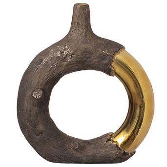 Uniquewise 13" Resin Ring Vase with Open Circle Design Contemporary Decorative Centerpiece Accent