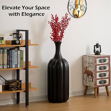 Uniquewise 35" Tall Fiberglass Floor Vase Modern Flower Holder for Pampas Grass Fake Plants