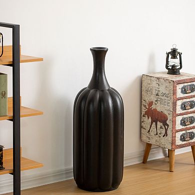 Uniquewise 35" Tall Fiberglass Floor Vase Modern Flower Holder for Pampas Grass Fake Plants