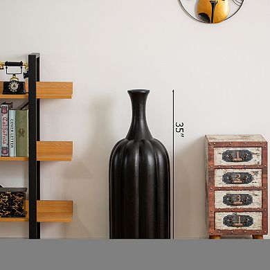 Uniquewise 35" Tall Fiberglass Floor Vase Modern Flower Holder for Pampas Grass Fake Plants