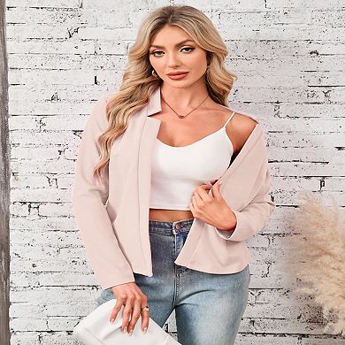 Women's Square Neck Blazer Cardigan Solid Color Slim Fit Elegant Office Wear