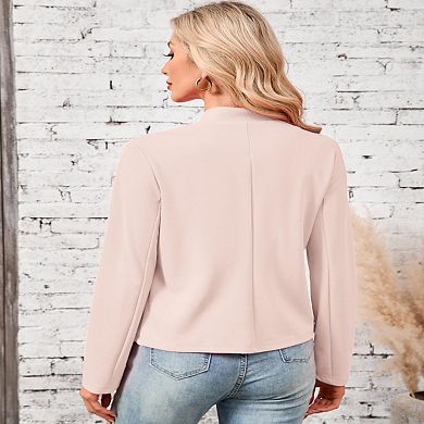 Women's Square Neck Blazer Cardigan Solid Color Slim Fit Elegant Office Wear