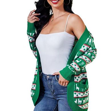 Women's Christmas Cardigan Knit Sweater Soft Skin-Friendly Holiday Cozy