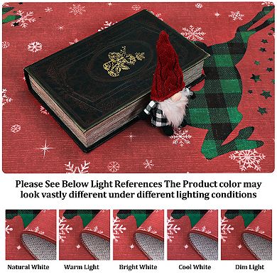 Christmas rug with snow and reindeer pattern, suitable for home decoration indoor non-slip rug