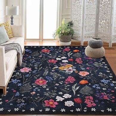 Boho Area Rugs with Floral Pattern Soft Reversible Boho Rug for Living Room