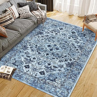 Grey Pearl Velvet Rug High Pile Abstract Print Washable Foldable Plush Mat