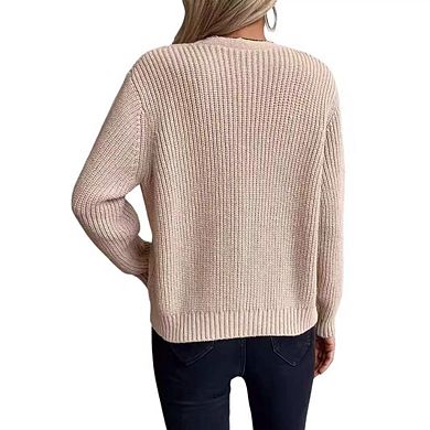 Women's Cable Knit Cardigan Vintage Single Button Soft Comfortable Long Sleeve
