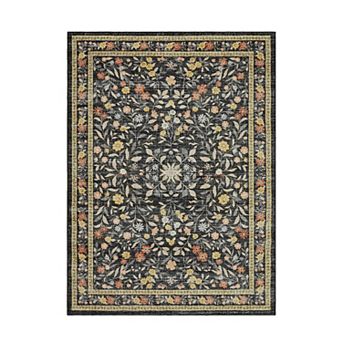 Floral rug for living room washable rug non-slip ultra-thin Bohemian floral indoor rug