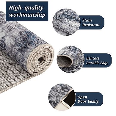 Pearl Velvet Rug Polyester Washable Foldable Mat with Abstract Print for Home