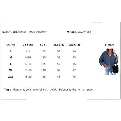 Womens Corduroy Shirt Long Sleeve Oversized Button Up V Neck Blouses Tops Loose Shacket Jacket