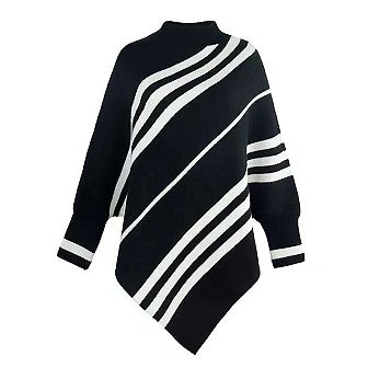 Women's Sweater Irregular Striped Bat Sleeve Pullover Knitted Cardigan Fashion Shawl Cape