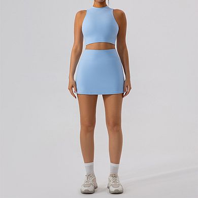 Women's Athletic Skort High Waist with Built-in Shorts Side Slit Tennis Golf Skirt