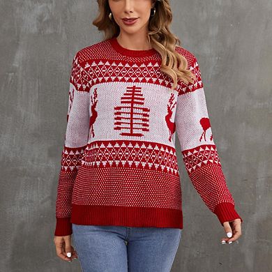Women's Christmas Sweater European Loose Fit Soft Knit Cozy Holiday Pullover