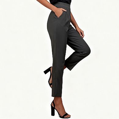 Womens Elastic Waistband Stretch Trousers Pocket Elegant Versatile Office Pants
