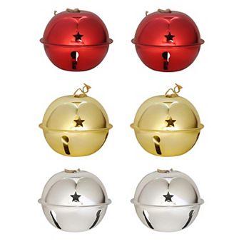 Adapt™ Nesting Jingle Bells (Mixed Shiny Gold, Red & Silver 6-Pack) 120mm (4.7 inch)