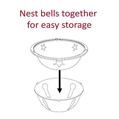 Adapt™ Nesting Jingle Bells (Mixed Shiny Gold, Red & Silver 6-Pack) 120mm (4.7 inch)