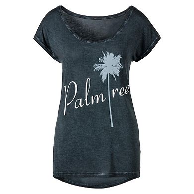 Lascana Women's Palm Tree Print Top, Blue-Patterned, Size 8/10