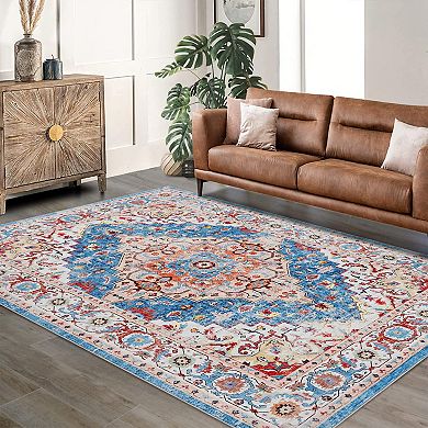 Washable Boho Accent Area Rugs Runner Rugs Neutral Carpet for Living Room Nursery Office Hallway