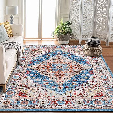 Washable Boho Accent Area Rugs Runner Rugs Neutral Carpet for Living Room Nursery Office Hallway