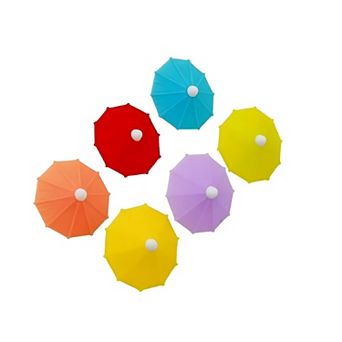 Silicone Umbrella Drink Markers Charm Tags 6 pc