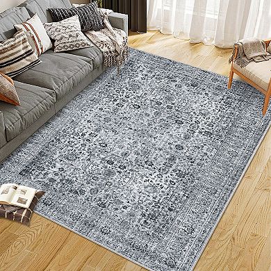 Area Rugs Runner Rugs Vintage Floral Boho Washable Throw Carpet Living Room Nursery Office Hallway