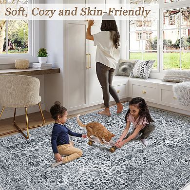 Area Rugs Runner Rugs Vintage Floral Boho Washable Throw Carpet Living Room Nursery Office Hallway