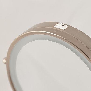 LED Lighted Vanity Mirror — 8X/1X Dual Magnification (360° Swivel, Cordless)