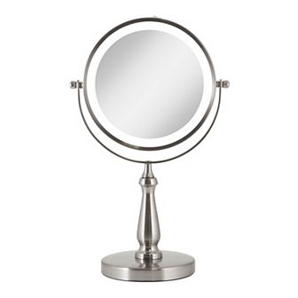 LED Lighted Vanity Mirror — 8X/1X Dual Magnification (360° Swivel, Cordless)