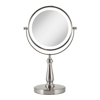 LED Lighted Vanity Mirror — 8X/1X Dual Magnification (360° Swivel, Cordless)
