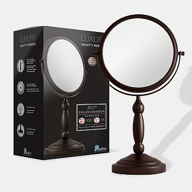 Dual-Sided Countertop Mirror — 10X/1X Magnification (360° Swivel)