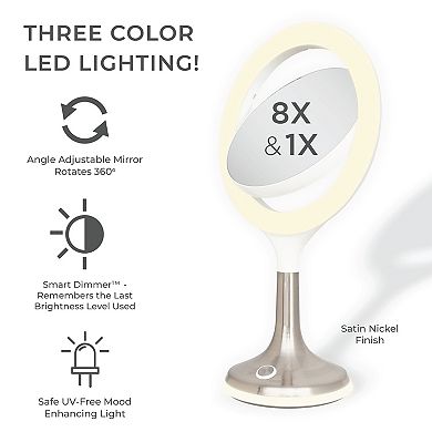 Mood Therapy LED Vanity Mirror — 8X/1X Dual Magnification