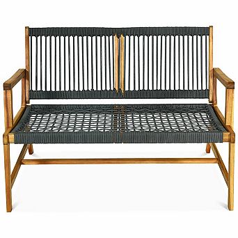 2-Person Acacia Wood Yard Bench for Balcony and Patio