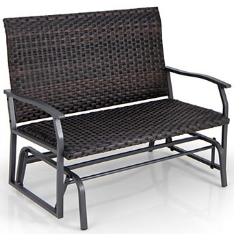 All Weather Outdoor 2-Person Swing Glider Bench with Quick Dry Foam Seat